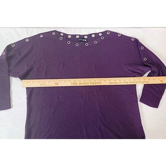 Antthony Originals Tunic Sweater Sz M Purple Pullover Grommets @ Collar & Sleeve - Picture 4 of 10